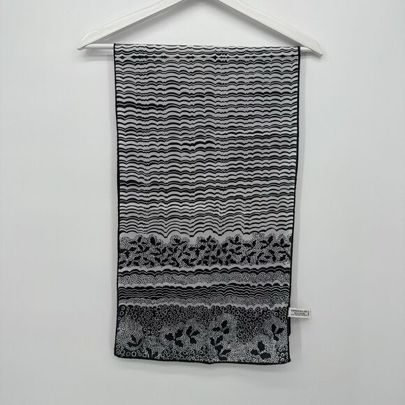 Robinson Golluber Vintage Black Multi Pattern Rectangle Scarf Lightweight Japan - Picture 1 of 6